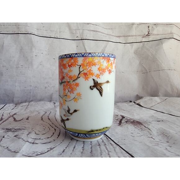 Franklin Mint Kinuko Yamabe Limited Edition Sake Cup Birds Japan Mallard Fall - Picture 3 of 7